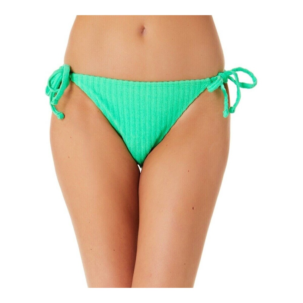 California Waves Womans Large Green Terry Hipster Bikini Swim Bottom Tie NWT